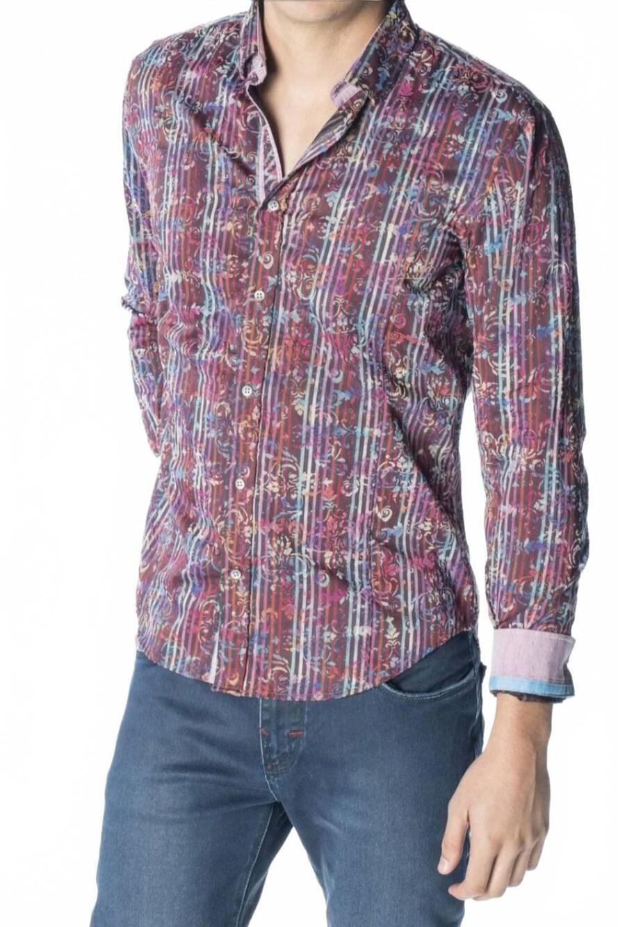NEW EIGHT X flocking button down shirt with stripes in multi